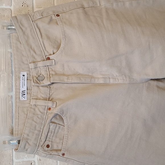 ZARA Basic Women's Khaki High-rise Cotton Pants (Sz 2) - Picture 2 of 10